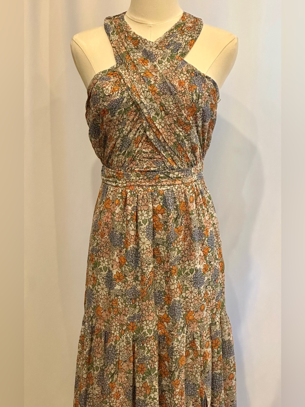 Veronica Beard NWT Floral Halter Maxi Dress Size 0 XS | Side Slit - Picture 4 of 12